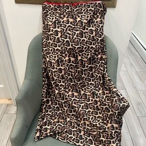 Fashion Nova Tan and Black Leopard Maxi Dress with Red Trim